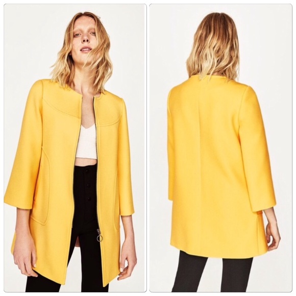 Zara Jackets & Blazers - 🎉HOST PICK🎉 Zara Yellow Zip Front Coat
